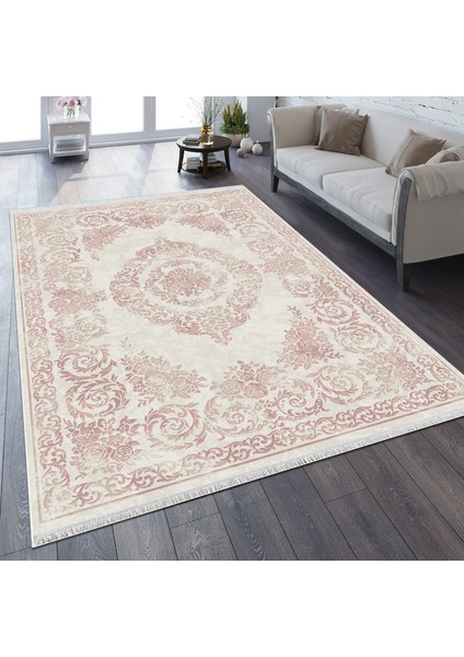 Nehir DG 9725 Bej/Pembe 155 x 230 cm Saçaklı Modern Halı