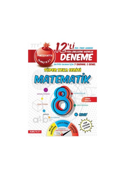 8. Sınıf Süper Zeka Matematik 12 Deneme Sınavı (7 Sarmal + 5 Genel)