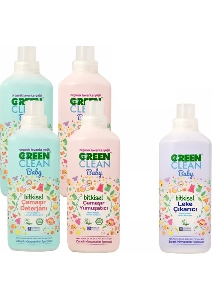 U Green Clean Baby Bitkisel Çamaşır Deterjanı Ve Yumuşatıcı 4'lü Paket Ve  Leke Çıkarıcı