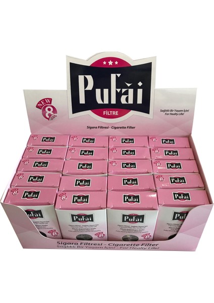 Sigara Filtresi Normal Boy 8 Mm Ağızlık 600 Adet 20 Kutu Pembe