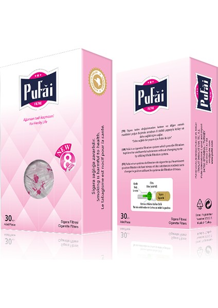 Sigara Filtresi Tar Süzen Ağızlık Standart Boy 8Mm 30 Adet 1 Kutu Pembe