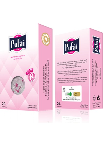 Sigara Filtresi Normal Boy 8 Mm Uyumlu 20 Adet 1 Kutu Pembe