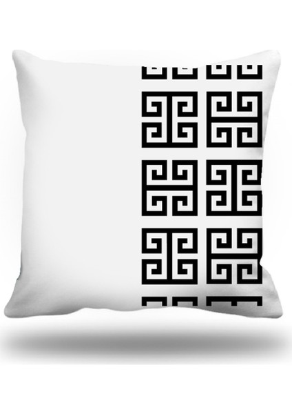 Yunananahtarı Dekoratif Kırlent Kılıfı