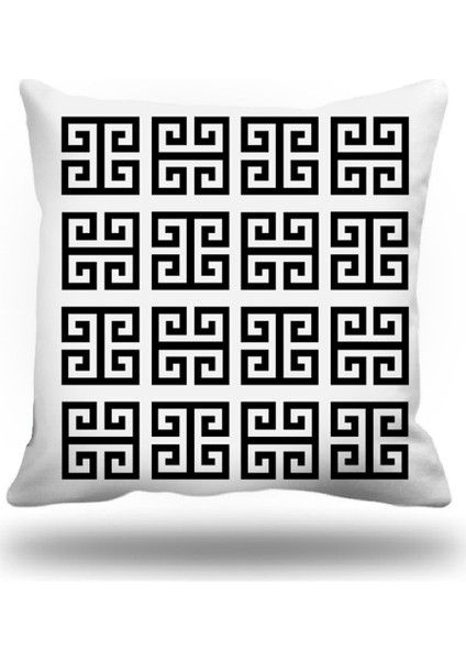 Yunananahtarı Dekoratif Kırlent Kılıfı