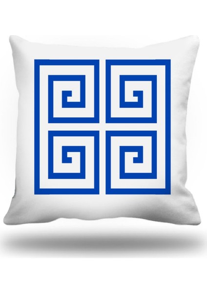 Yunananahtarı Dekoratif Kırlent Kılıfı