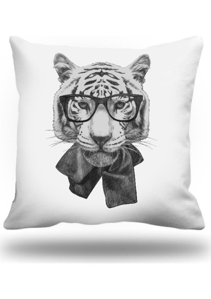 Gözlüklü Aslan Dekoratif Kırlent Kılıfı