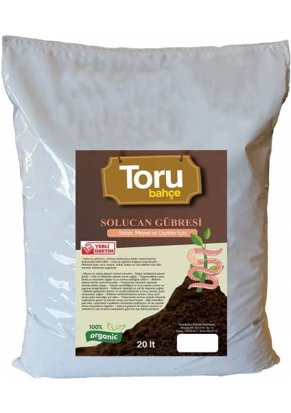 Toru Bahçe Solucan Gübresi Toprak Düzenleyici Solucan Gübresi 20 lt