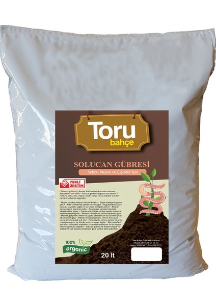 Toru Bahçe Solucan Gübresi 20 lt (10kg)Toprak Düzenleyici Solucan Gübresi