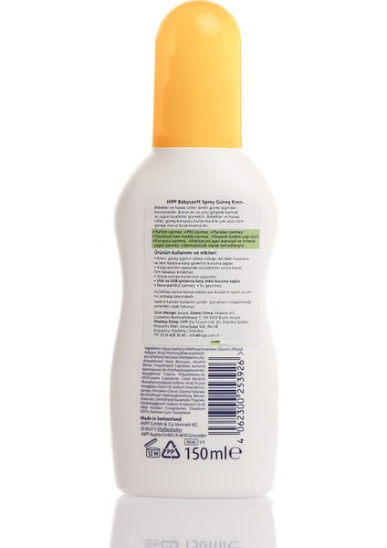 Babysanft Güneş Koruyucu Sprey 150 Ml