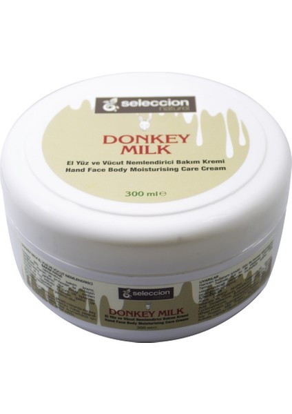 Naturel Eşek Sütlü El Yüz Ve Vücut Nemlendirici Bakım Kremi 300 ml