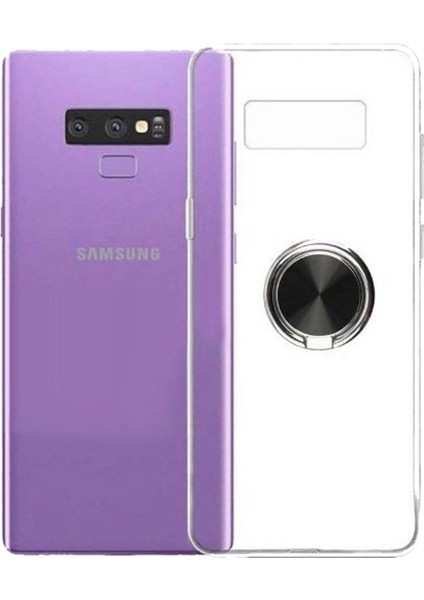 Samsung Galaxy J6 PLUS Kılıf Şeffaf Yüzük Tutucu Standlı Kılıf + Nano Glass Nano Ekran Koruma