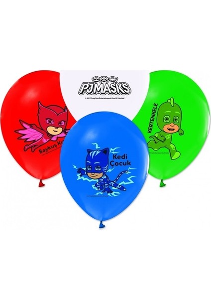 Balon 4+1 Pj Masks Baskılı 12 Li (1 Paket 12 Adet)