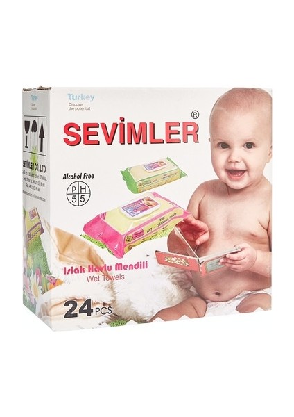 Sevimler Babys Havlu Sensitive Kapaklı 72 Li 24 Paket 1536 Yaprak