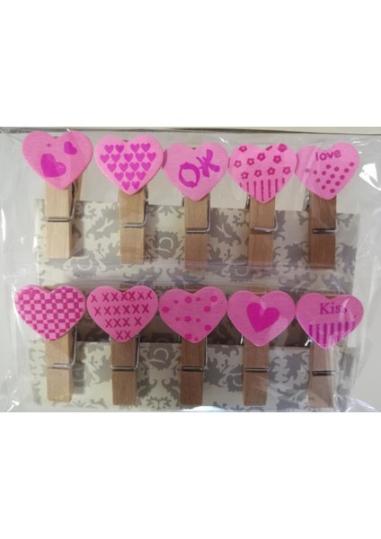 Kalp Pembe Dekoratif Mandal 10'lu