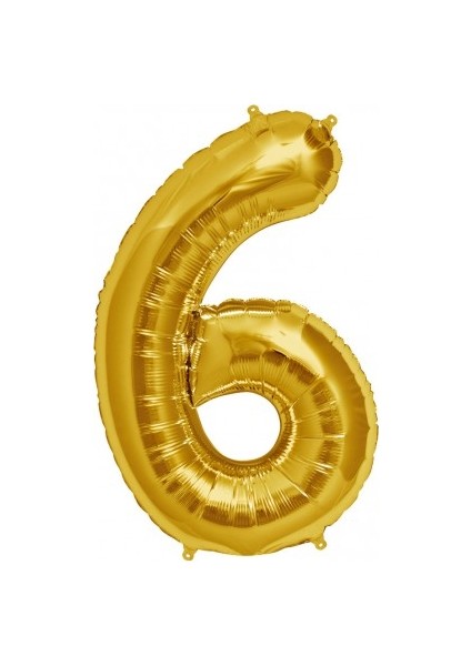 Rakam Balon Folyo 6 Gold 70 Cm