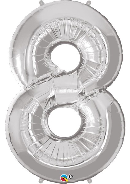 Rakam Balon Folyo 8 Gümüş 70Cm