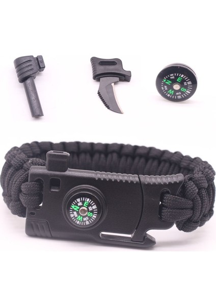 Paracord Paraşüt İpi Survival Bileklik 4 Fonksiyonlu