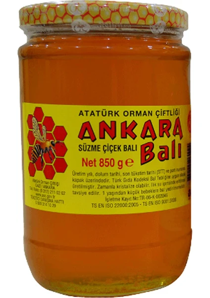 Atatürk Orman Çiftliği Süzme Ankara Çiçek Balı 850 Gr