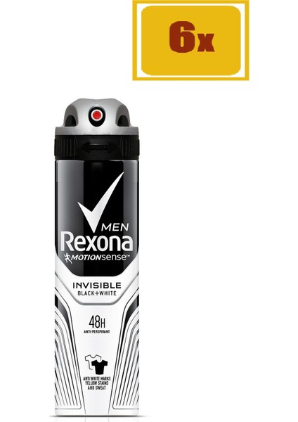 Deodorant Sprey Invisible Black White 150 ml 6'lı Set