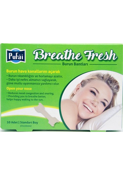 Breathe Fresh Burun Bandı Standart Boy 55 Mm 16 Mm 10 Adet 1 Kutu