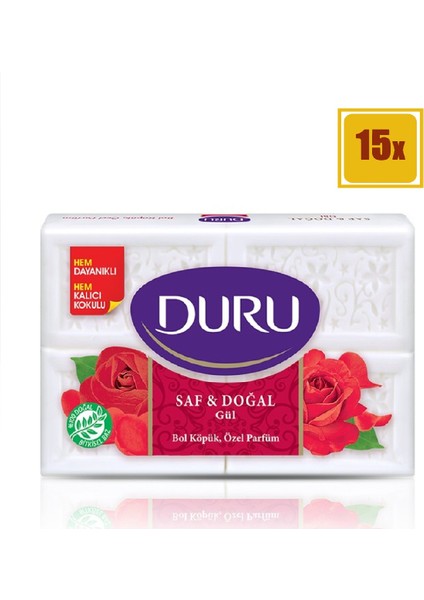 Saf & Doğal Kalıp Sabun Gül 600 gr 15'li Set