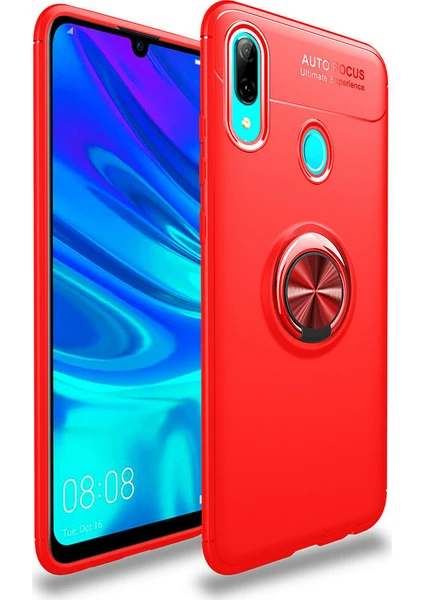 Case 4U Samsung Galaxy M20 Kılıf Autofocus Shockprof Ravel Yüzüklü Standlı Slikon Kapak Kırmızı