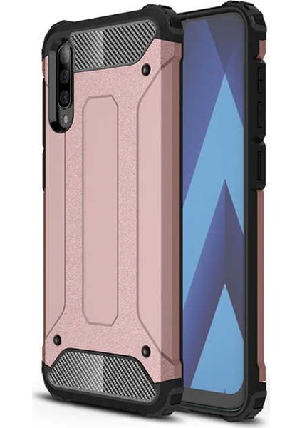 Galaxy A70 Kılıf Çift Katmanlı Zırh Koruma Tank Crash Arka Kapak Rose Gold