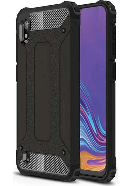 Case 4U Galaxy A10 Kılıf Military Armor Çift Katmanlı Crash Silikon Kılıf Siyah