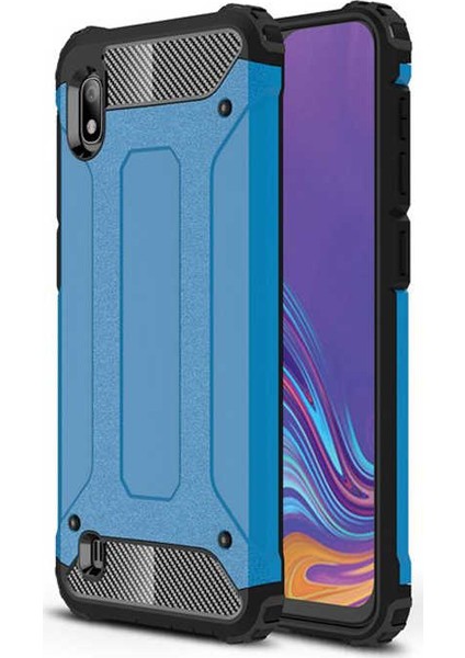 Case 4U Galaxy A10 Kılıf Military Armor Çift Katmanlı Crash Silikon Kılıf Mavi