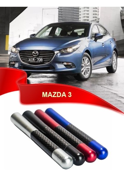 Mazda 3 Uyumlu Karbon Desenli Çubuk Metal Radio Anteni - Siyah