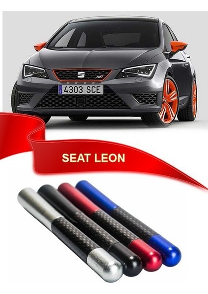 Seat Leon Uyumlu Karbon Desenli Çubuk Metal Radio Anteni - Gri