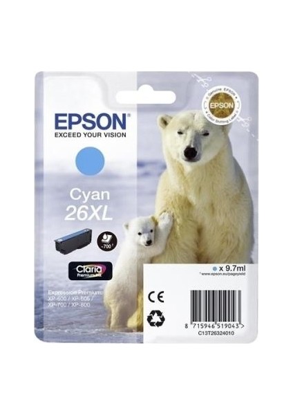 26XL-T2632-C13T26324020 Mavi Kartuş