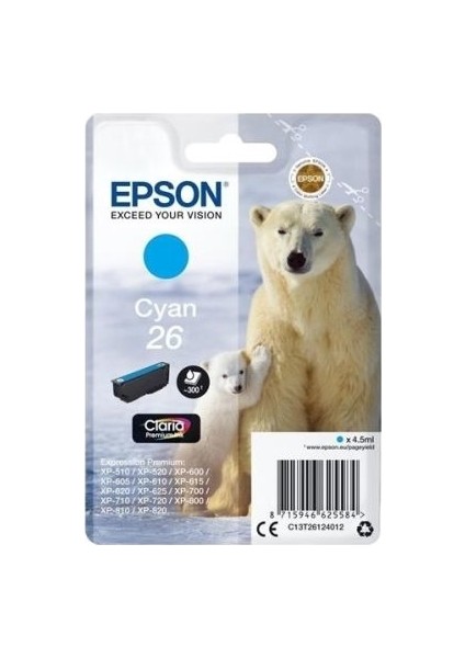 26-T2612-C13T26124020 Mavi Kartuş