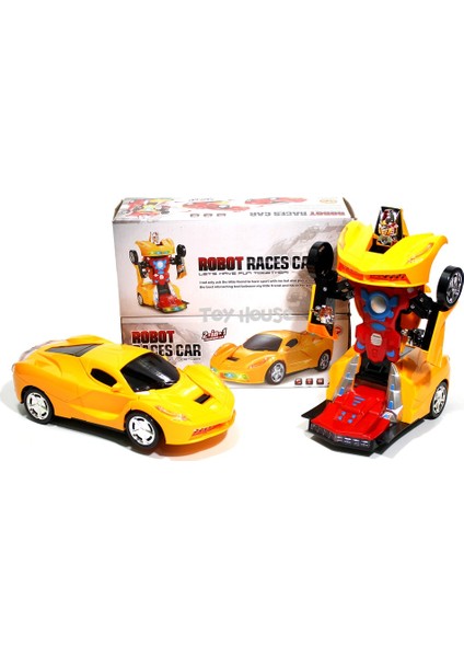 Led Işıklı Pilli Çarpıp Dönen ve Dönüşen Oyuncak Robot Transformers Araba