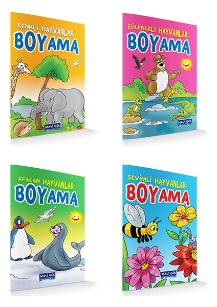 Mavi Göl Hayvanlar Boyama (4 Kitap)
