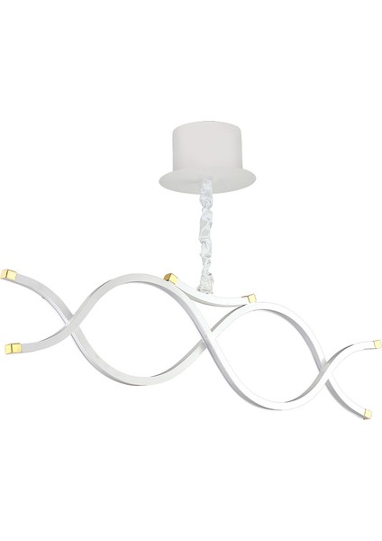 Kıskaç-4 Metal Yaş Boyalı Altın Kaplama Detaylı Ledli Avize