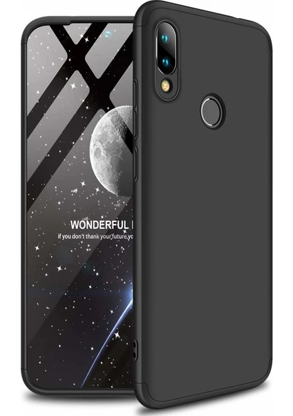 Case 4U Xiaomi Redmi Note 7 Kılıf 3 Parçalı Tam Koruma Sert Mika Ays Kapak Siyah