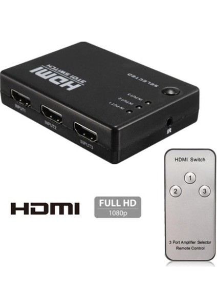 AL-4678 3 Port Hdmi Switch Çoklayıcı Çoğaltıcı Kumandalı