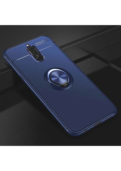 Case 4U Huawei Mate 10 Lite Kılıf Yüzüklü Darbeye Dayanıklı (Mıknatıslı Araç Tutucu Uyumlu) Lacivert