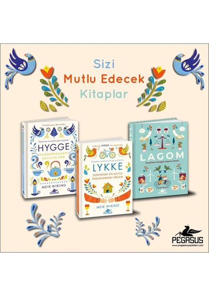 Hygge + Lykke + Lagom Takım Set (3 Kitap Ciltli) - Meik Wiking - Linnea Dunne