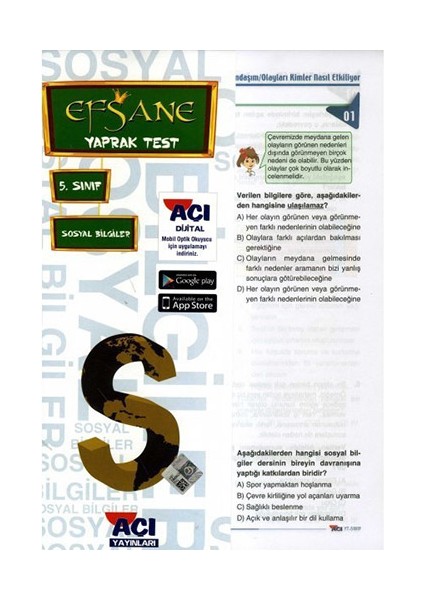 5. Sınıf Sosyal Bilgiler Çek Kopart Yaprak Test