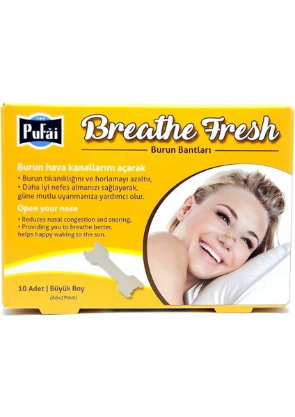 Breathe Fresh Burun Bandı Large Boy 66 mm 19 mm 10 Adet 1 Kutu