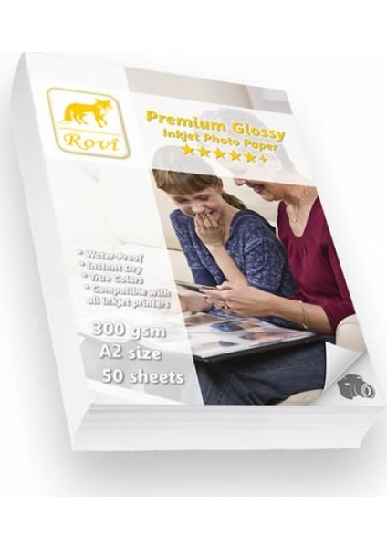 Premium Parlak 300 Gsm 50 Yaprak A2 Fotoğraf Kağıdı