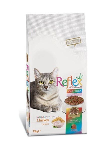 Cat Multi Colour Tavuklu Renkli Taneli Yetişkin Kedi Maması 15 Kg