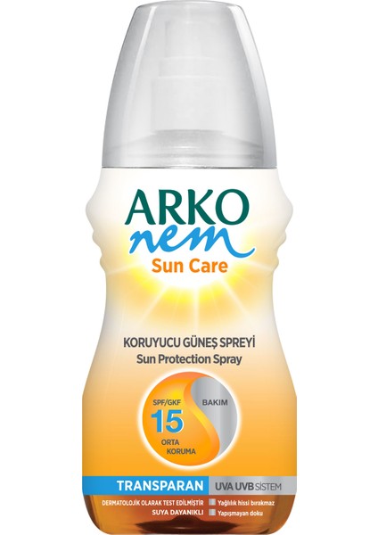 Nem Transparan Koruyucu Güneş Bakım Sprey 15 Faktör 150ml