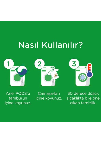 3'ü 1 Arada Pods 35 Yıkama Sıvı Çamaşır Deterjanı Kapsülü Dağ Esintisi Beyazlar İçin