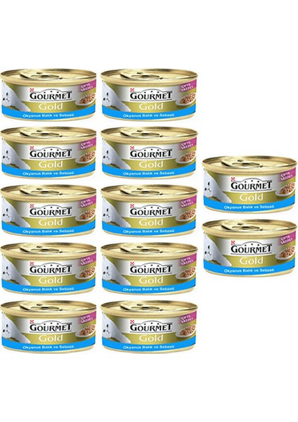 Gourmet Gold Okyanus Balığı & Sebzeli Konserve Kedi Maması 85 gr 12 Adet