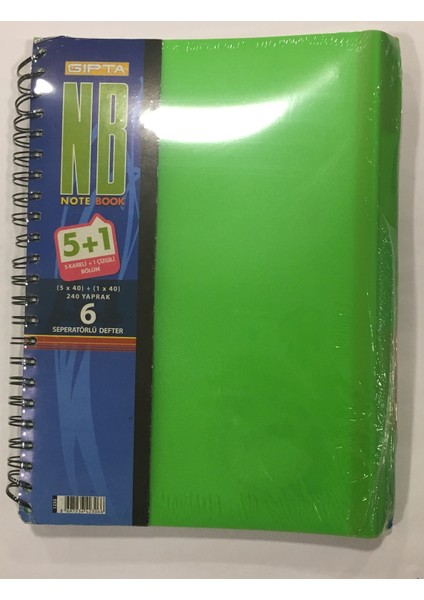 A4 240 Yaprak 5 Kareli + 1 Çizgili Plastik Kapaklı Sipiralli Defter