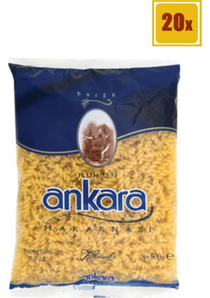 Nuh Ankara Burgu Makarna 500 gr 20'li Set