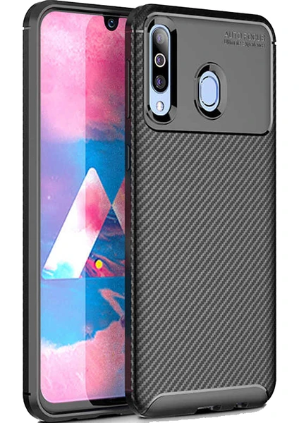 Case 4U M30 Uyumlu Kılıf Rugged Armor Karbon Desenli Lüx Negro Silikon Arka Kapak Siyah